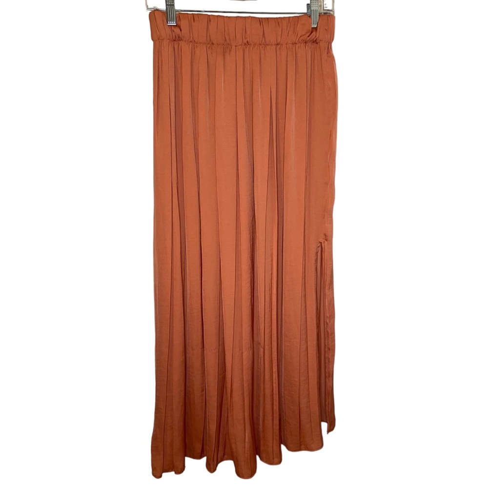 Topshop ✨ peach/ coral flowy maxi skirt with two front slits sz 12